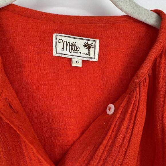 Millie top small S orange gauzy cotton oversized relaxed tropical beachy summer - Picture 3 of 5